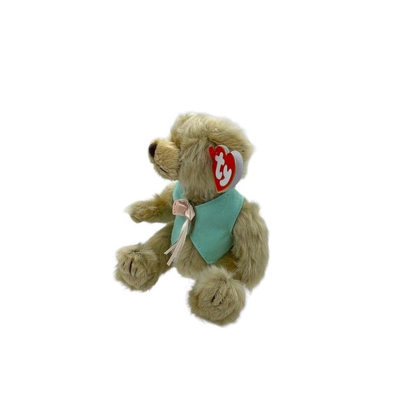 Ty Attic Treasures Collection OLIVIA Bear Blue vest Beanie Bear Jointed Posable - Picture 4 of 12